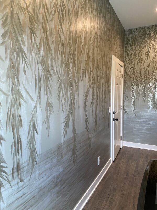 handpainted wisteria vine on wall