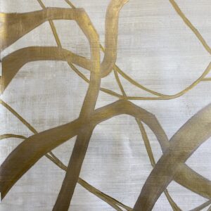 grasscloth texture with bold gold interweaving lines