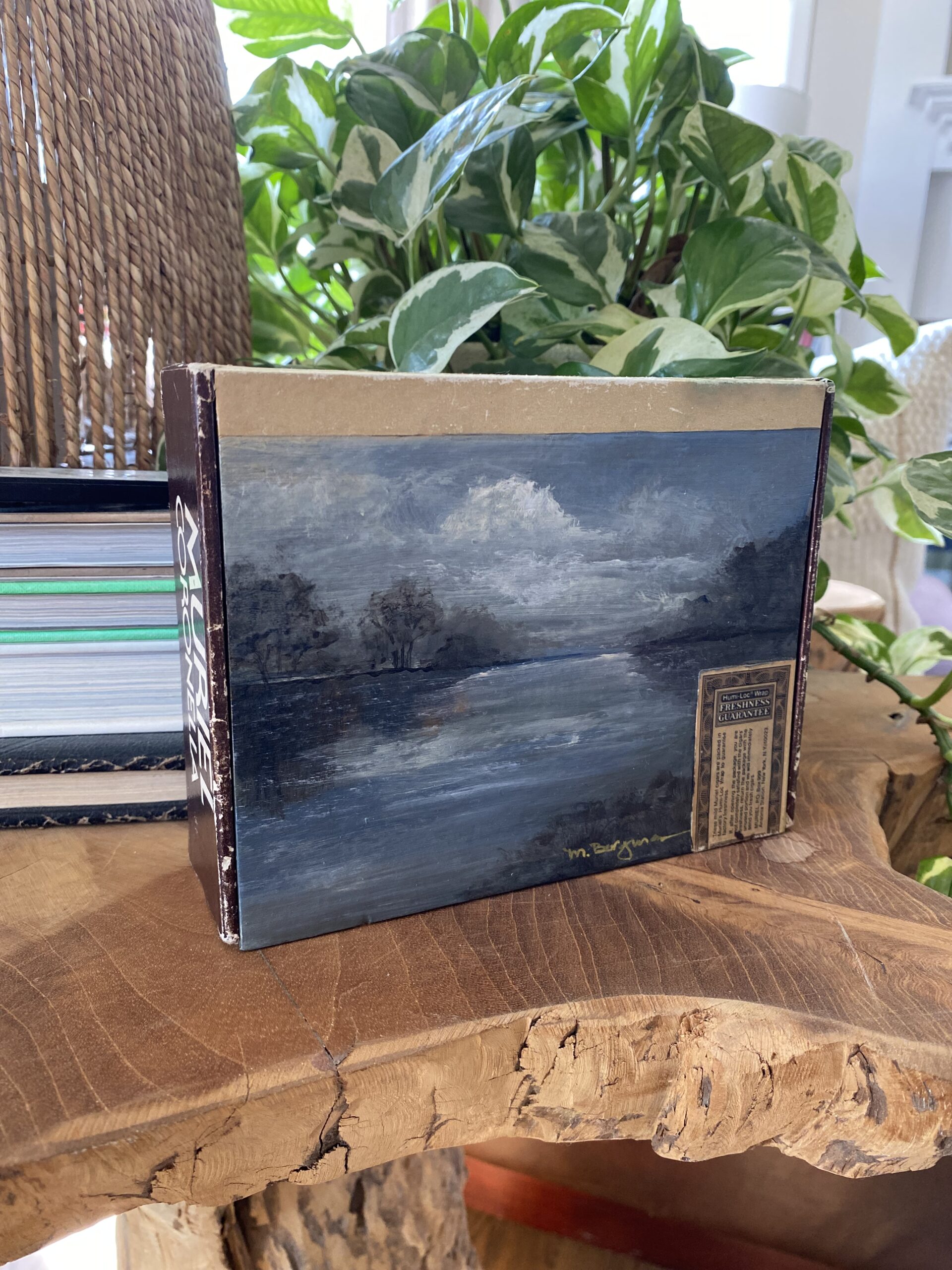 Cigar Box with Hand Painted Waterscape - Image 3